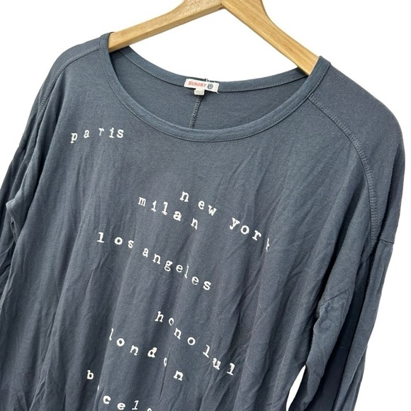 Sundry Destinations 3/4 Sleeve Gray Travel Tee T-Shirt Top, OS - Picture 1 of 10